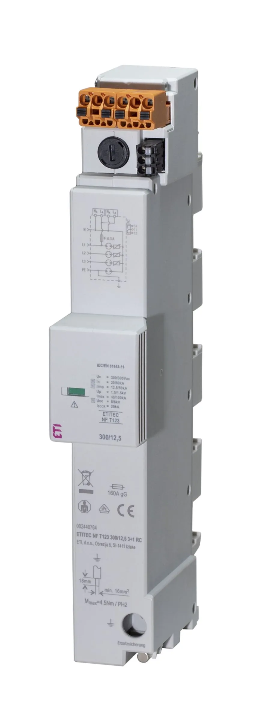 Surge arrester ETITEC NF T123 300/7,5 3+1 RC 002440770