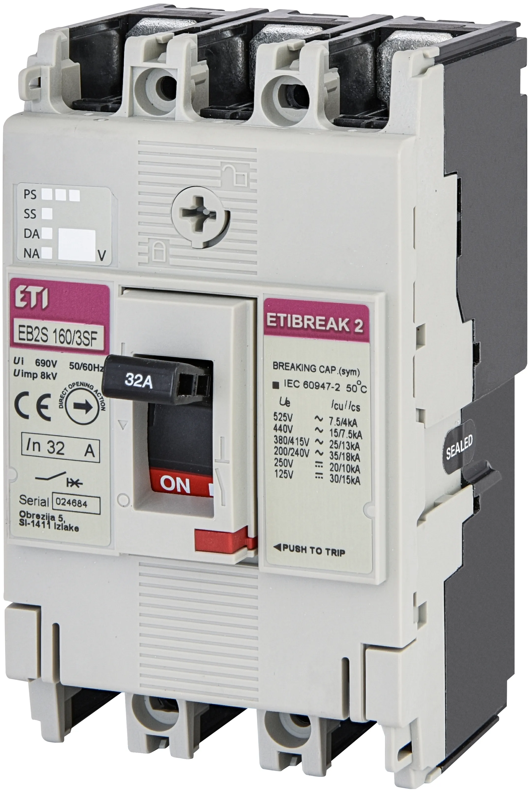 Molded Case Circuit Breaker EB2S 160/3SF 32A 3p 004671830