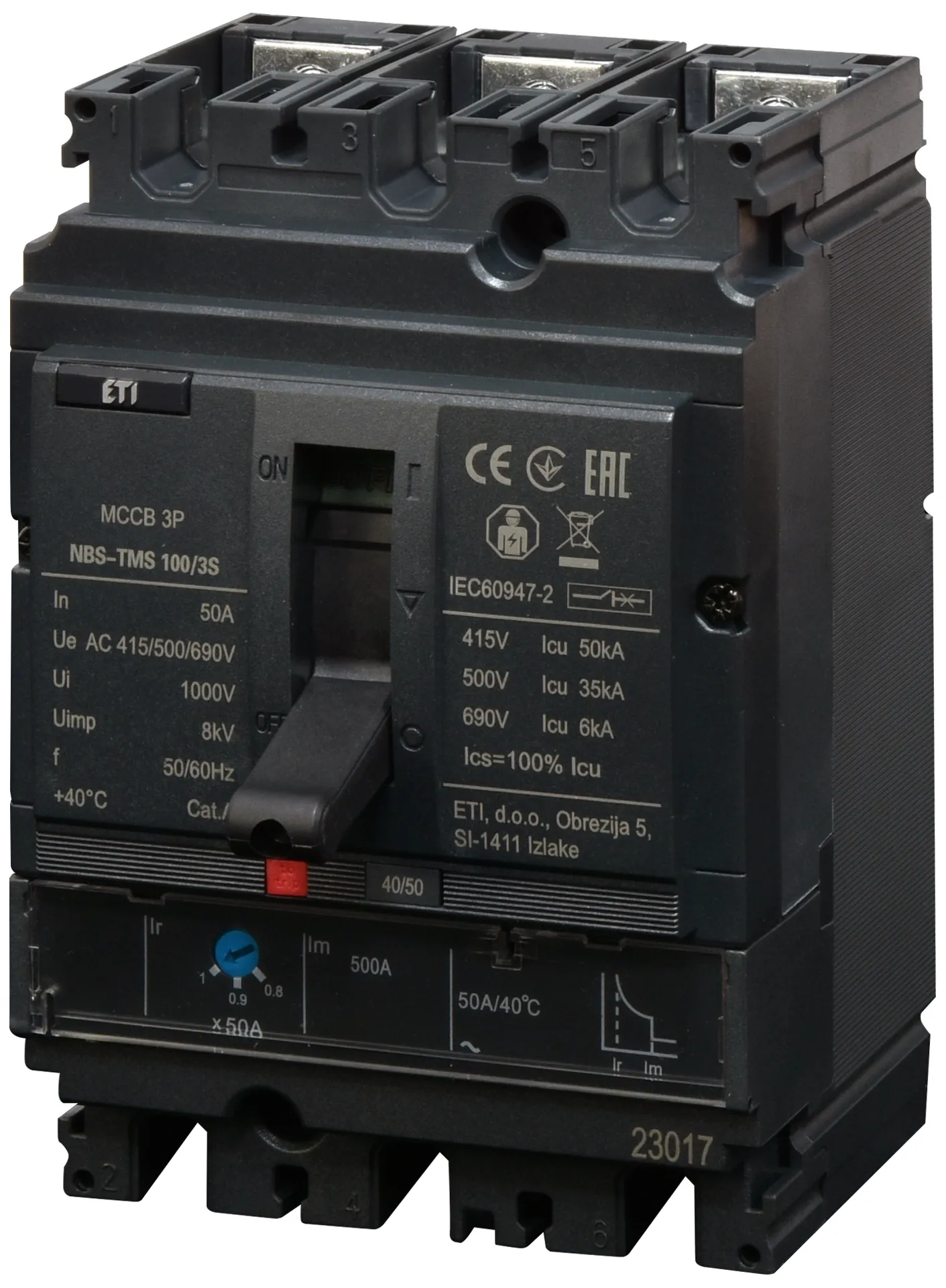 Molded Case Circuit Breaker NBS-TMS 100/3S  50A 3P 004673024