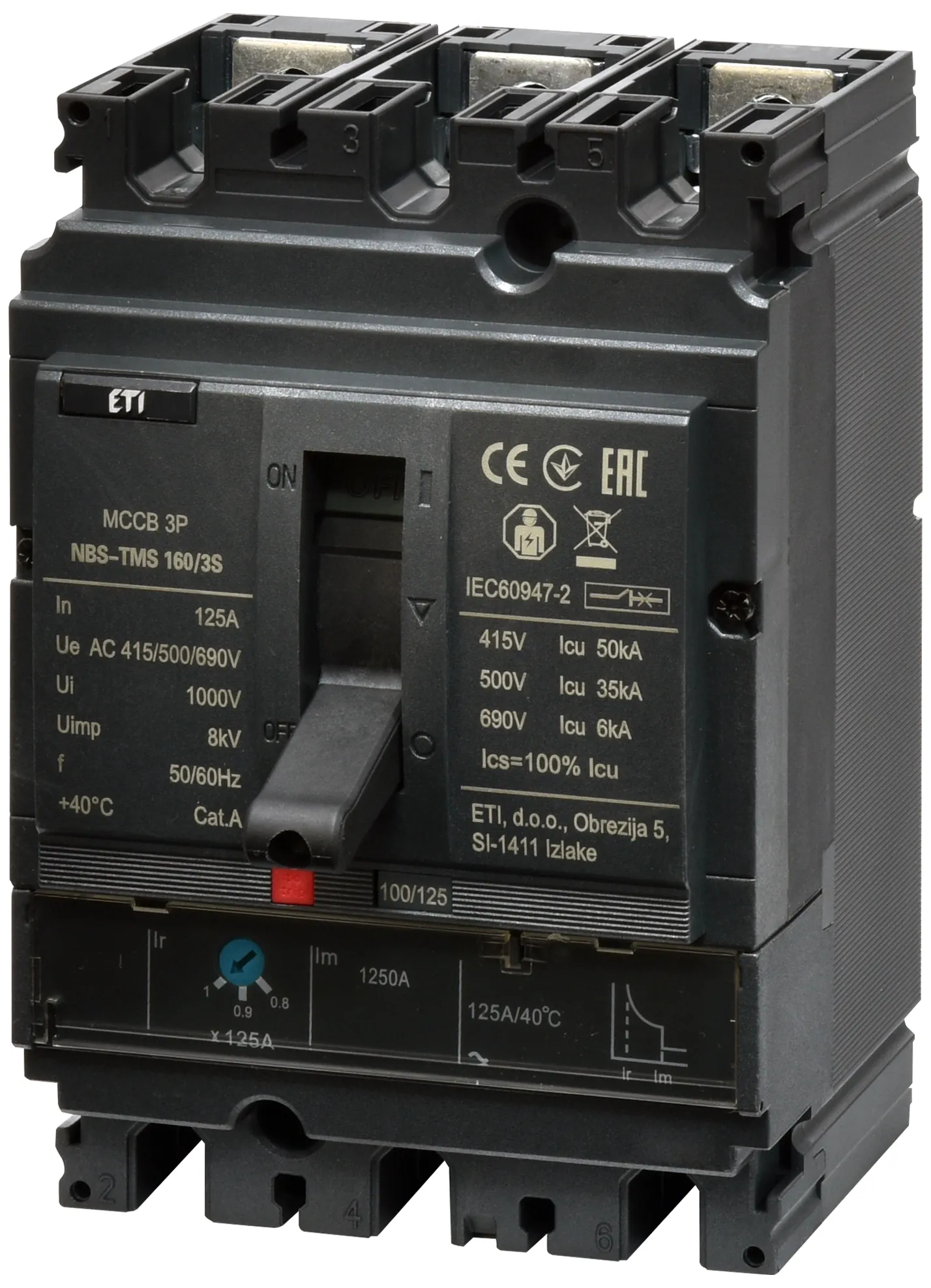 Molded Case Circuit Breaker NBS-TMS 160/3S 125A 3P 004673028