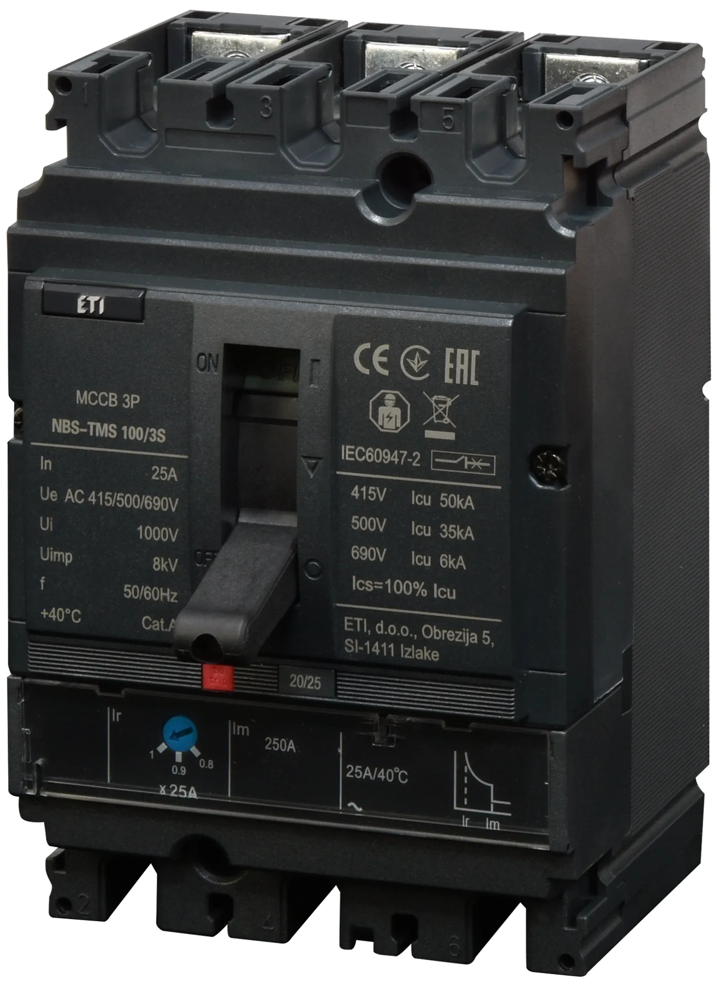 Molded Case Circuit Breaker NBS-TMS 100/3S  25A 3P 004673030