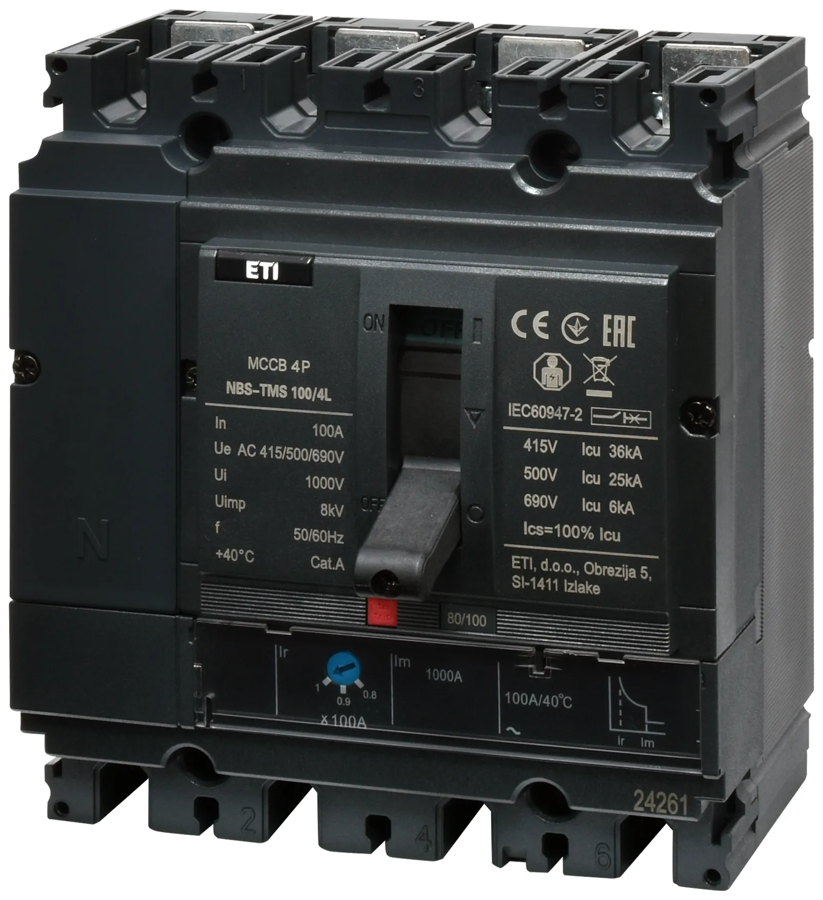 Molded Case Circuit Breaker NBS-TMS 100/4S  40A 4P 004673033